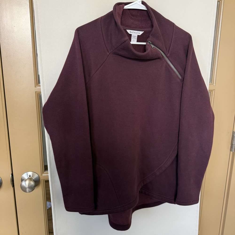 Athleta Womens Large Purple Cozy Karma Asym Pullover Sweatshirt Athleisure